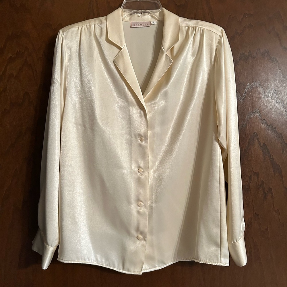 Elegant Cream/Butter Satin Blouse